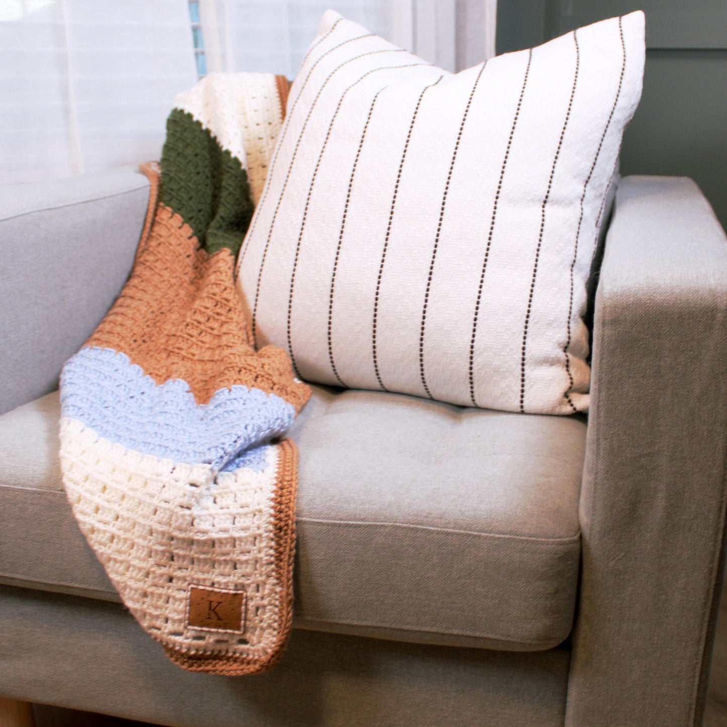 Cedar + Mist Crochet Baby Blanket
