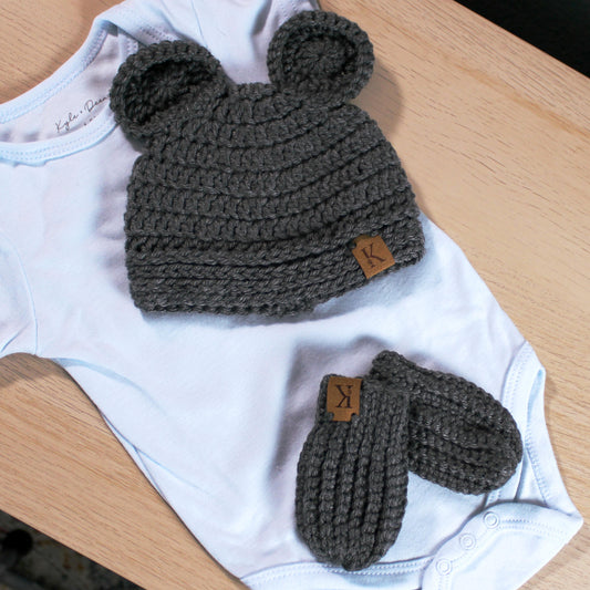 Hat + Mittens Set - Charcoal
