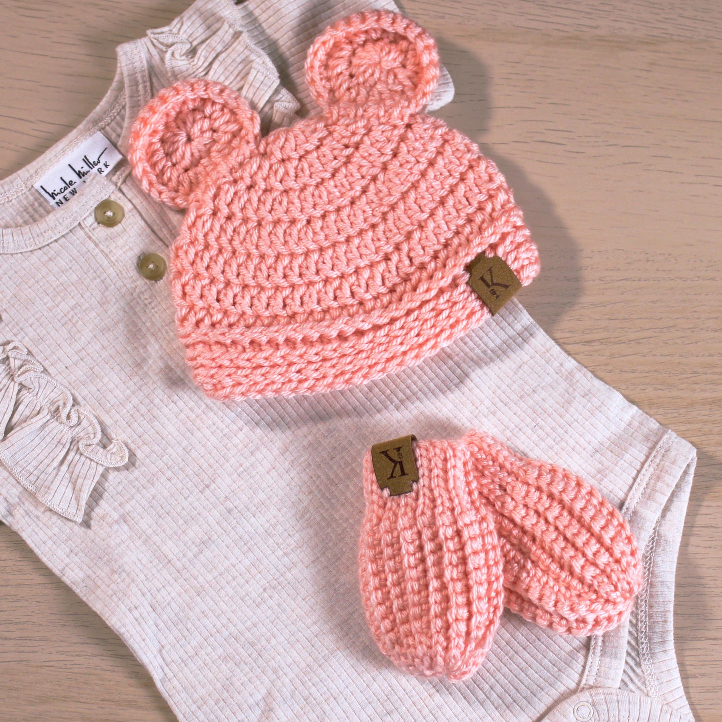 Hat + Mittens Set - Peach