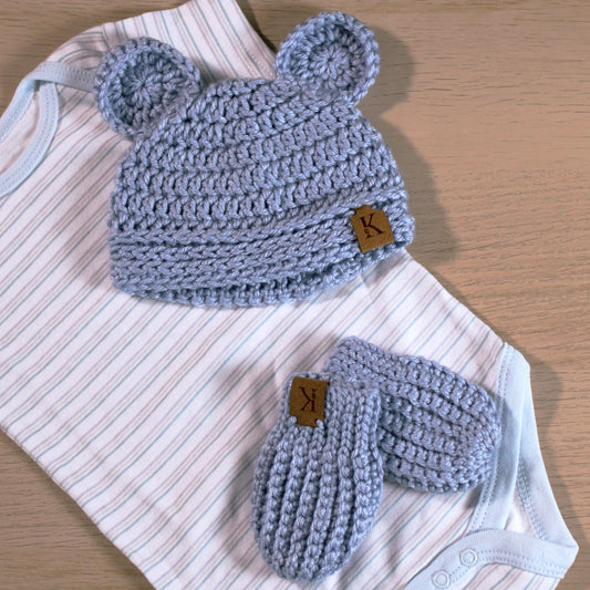 Hat + Mittens Set - Quiet Blue